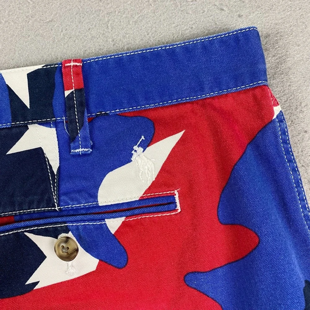 Polo Ralph Lauren Shorts Men 38 Chino US Flag Camo Stars And Stripes Pony Preppy
